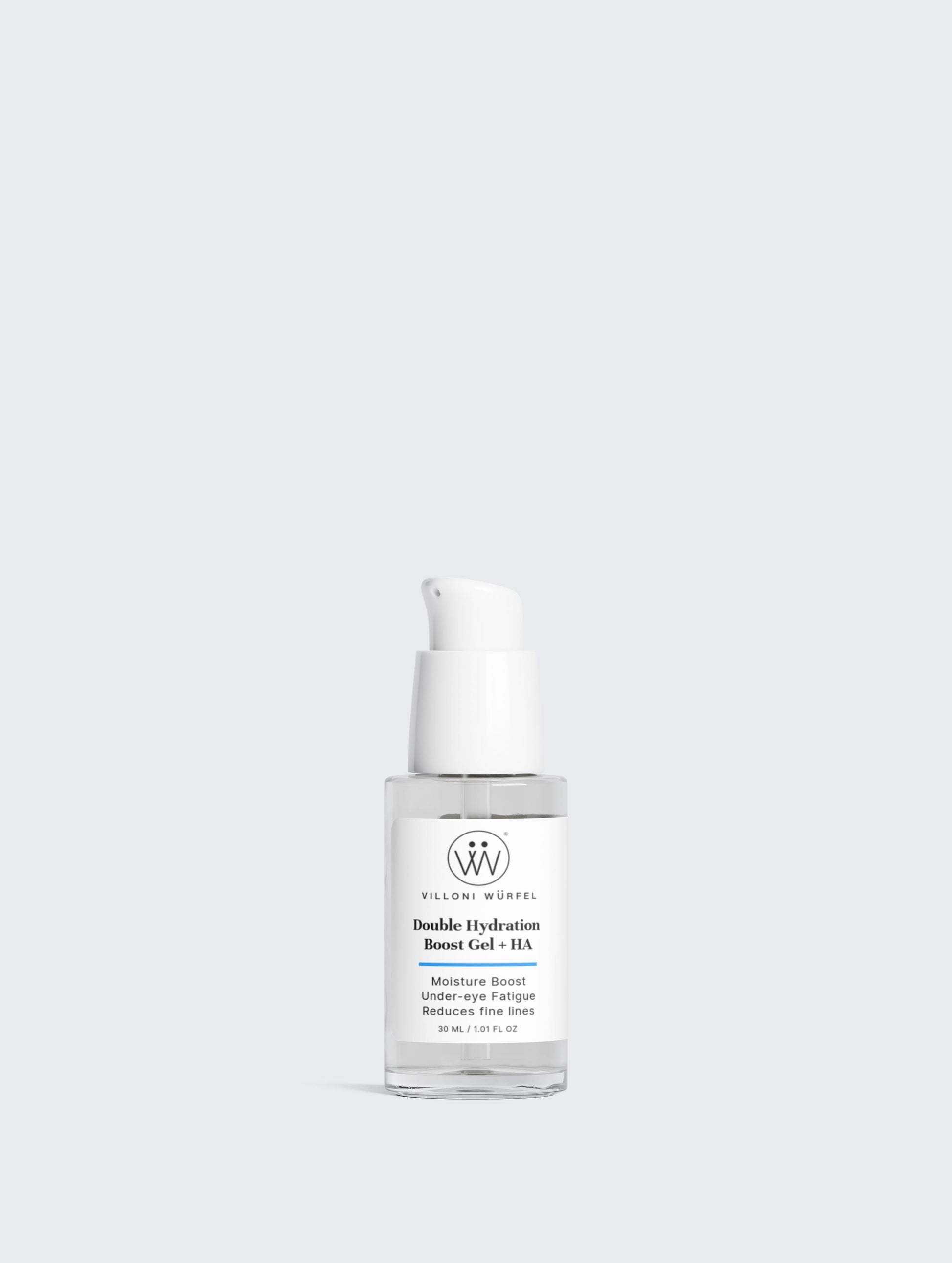 Villoni Wurfel Skincare bottle with Double Hydration Gel + HA
