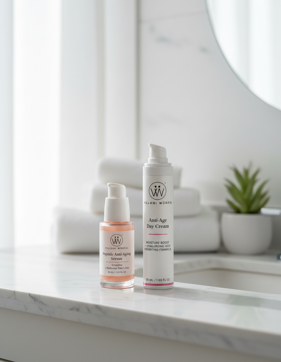 Anti-Ageing Performance Duo bottles in bathroom