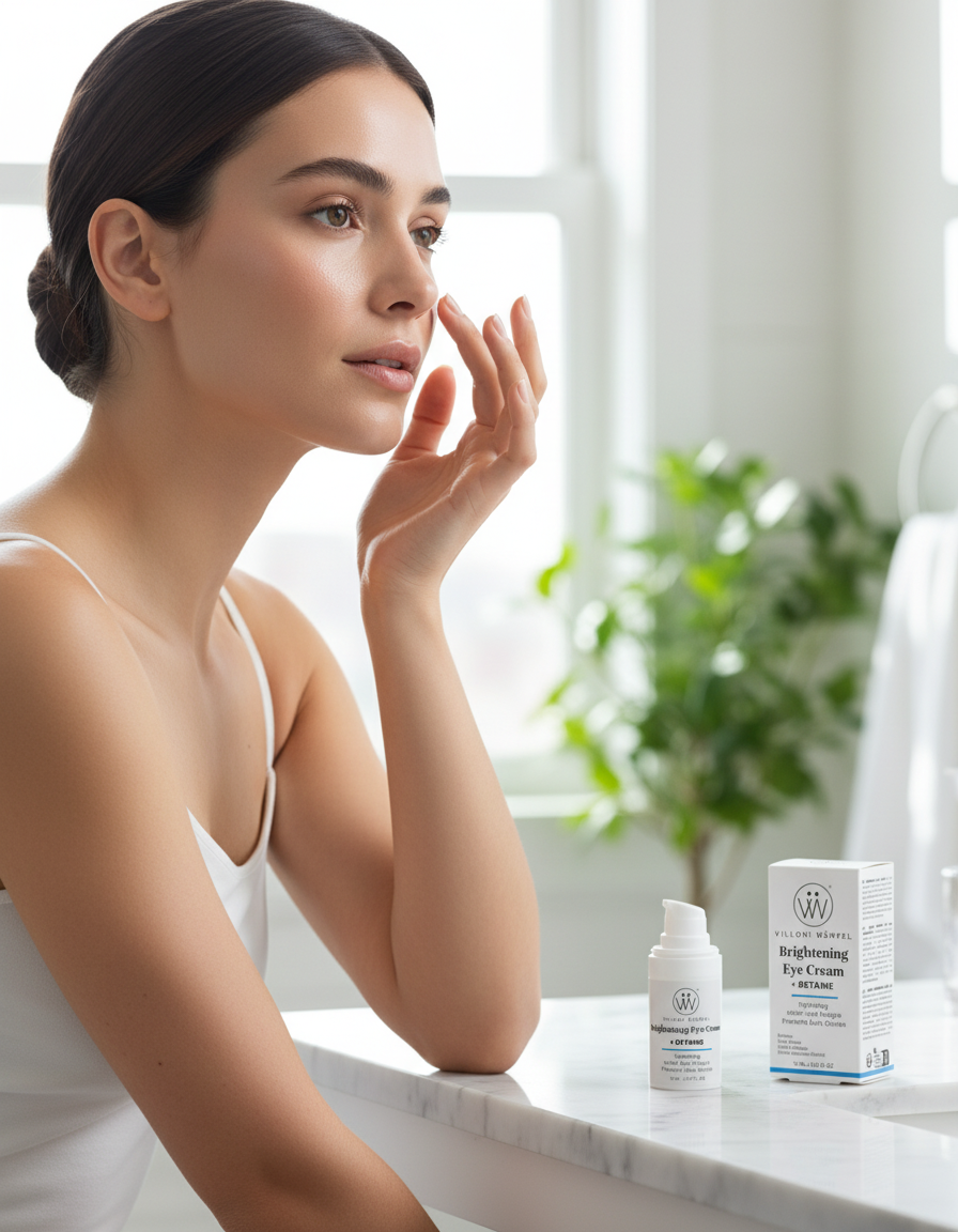 Applying Villoni Wurfel Brightening Eye Cream 