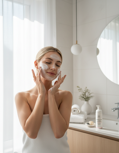 Blonde model using Cleansing Foam