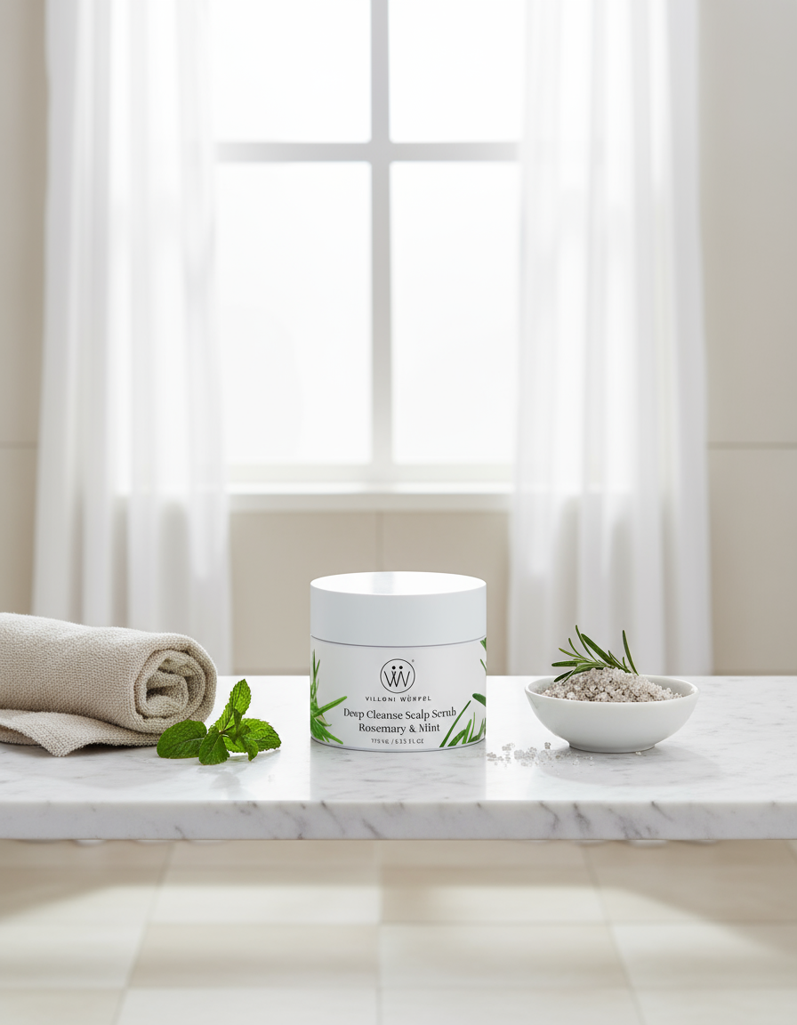Deep Cleanse Scalp Scrub in well-lit bathroom