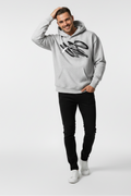Grey hoodie photo reframed to portrait