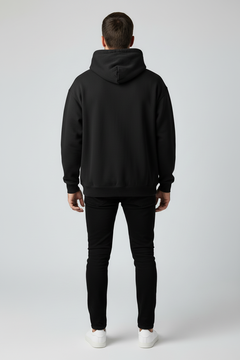Men's Black Fleece Hoodie | Pink + White