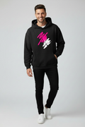 Men's Black Fleece Hoodie | Pink + White