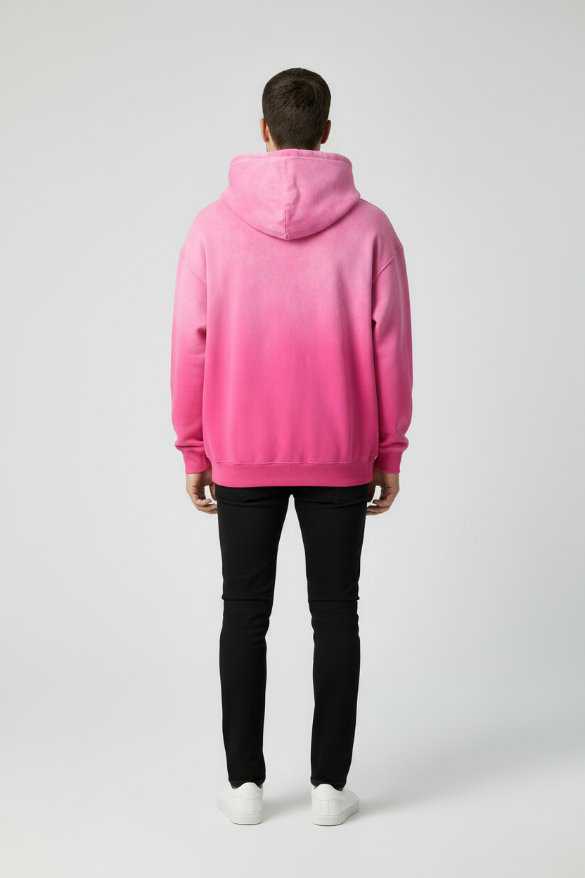 Men's Sunfade Pink Hoodie | White Black + Turquoise