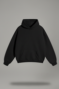 Oversized fleece hoodie with a slightly lighter studio-gray background