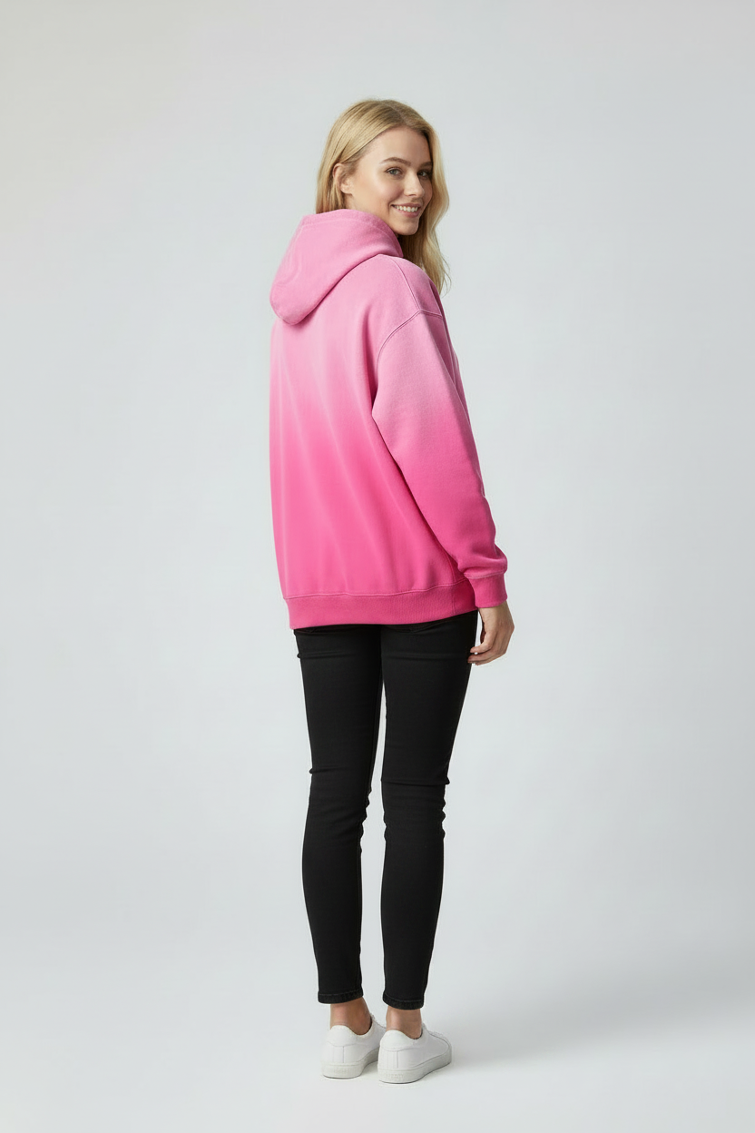 Women's Sunfade Pink Hoodie | White Black + Turquoise