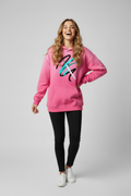 Women's Sunfade Pink Hoodie | White Black + Turquoise
