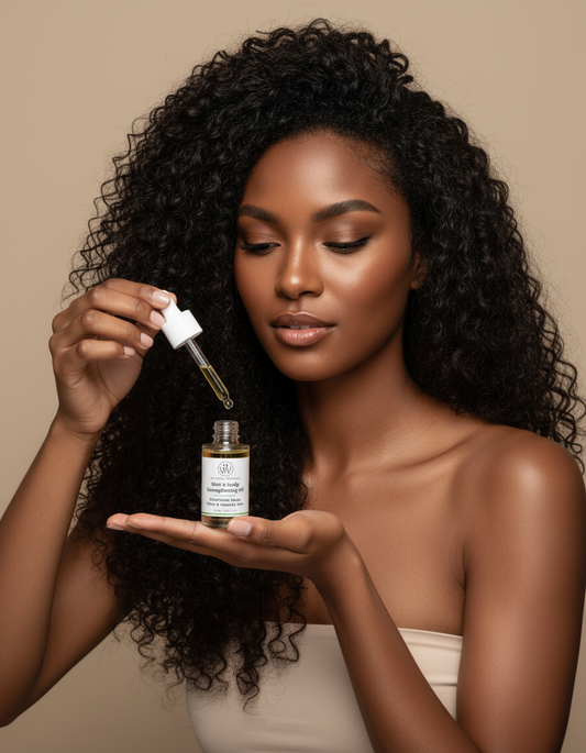 Rosemary Hair & Scalp Strengthening Oil application demonstration