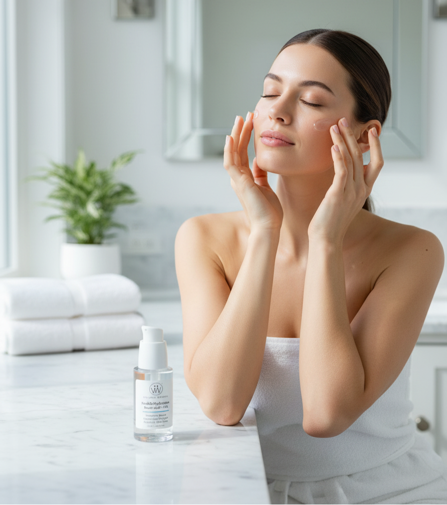 Applying Villoni Wurfel Double Hydration Boost Gel + HA